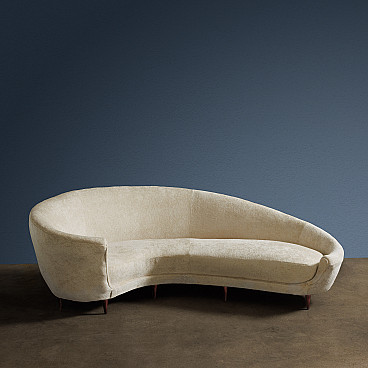 Beige velvet sofa attributed to Federico Munari, 1950s