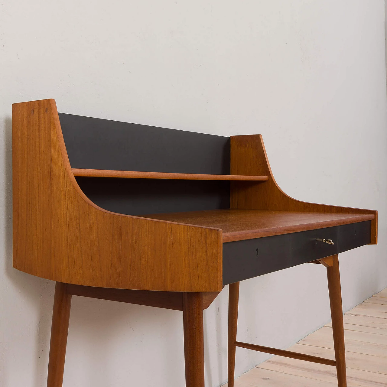 Scandinavian teak desk with three drawers by John Texmon for Blindheim Mobelfabrik, 1960s 9