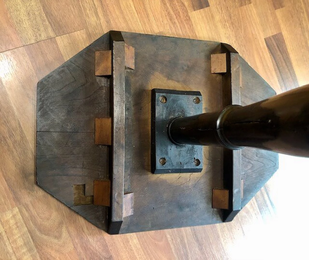 Inlaid wooden coffee table painted with flowers, 19th century 2