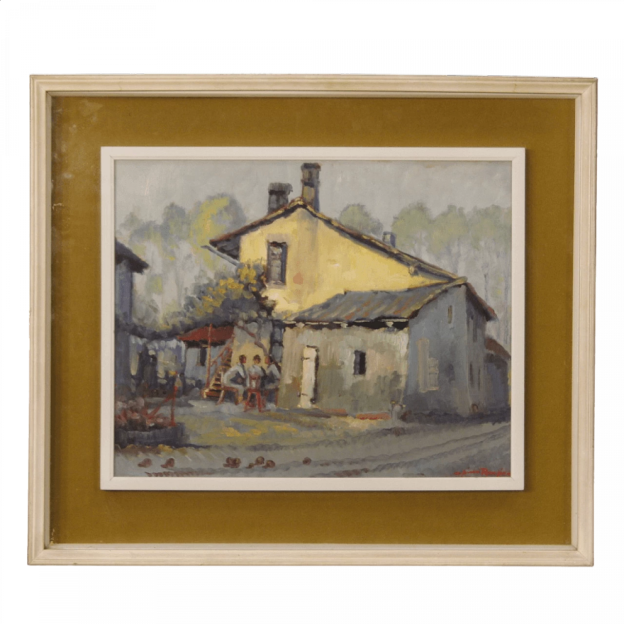 Pino Roasio, La partita domenicale, dipinto a olio su tavoletta 16