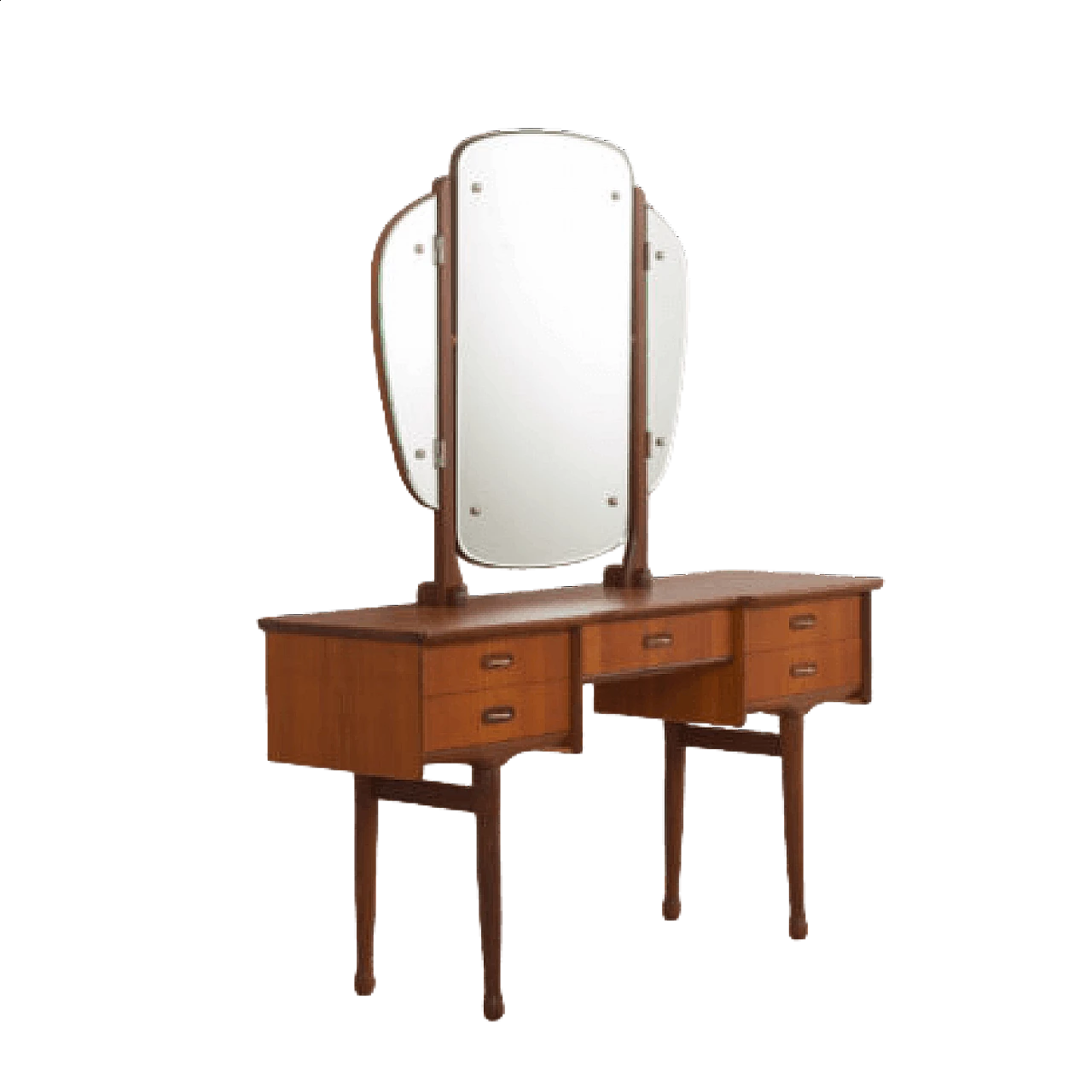Teak vanity table with folding mirror, 1960s 21