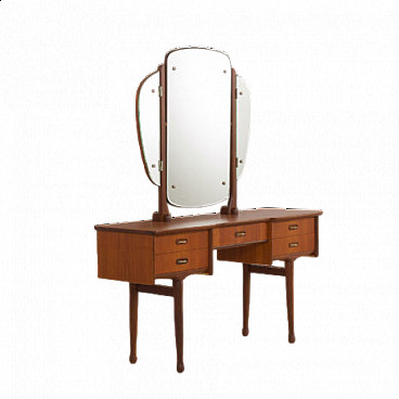 Teak vanity table with folding mirror, 1960s