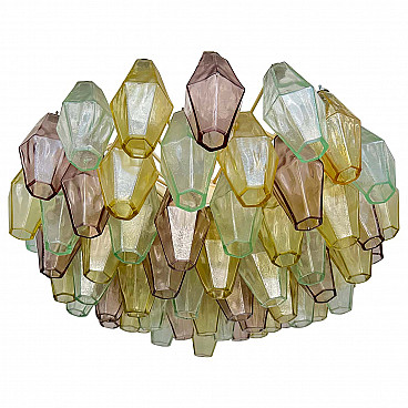 Coloured Murano glass Poliedri chandelier by Carlo Scarpa for Venini, 1960s