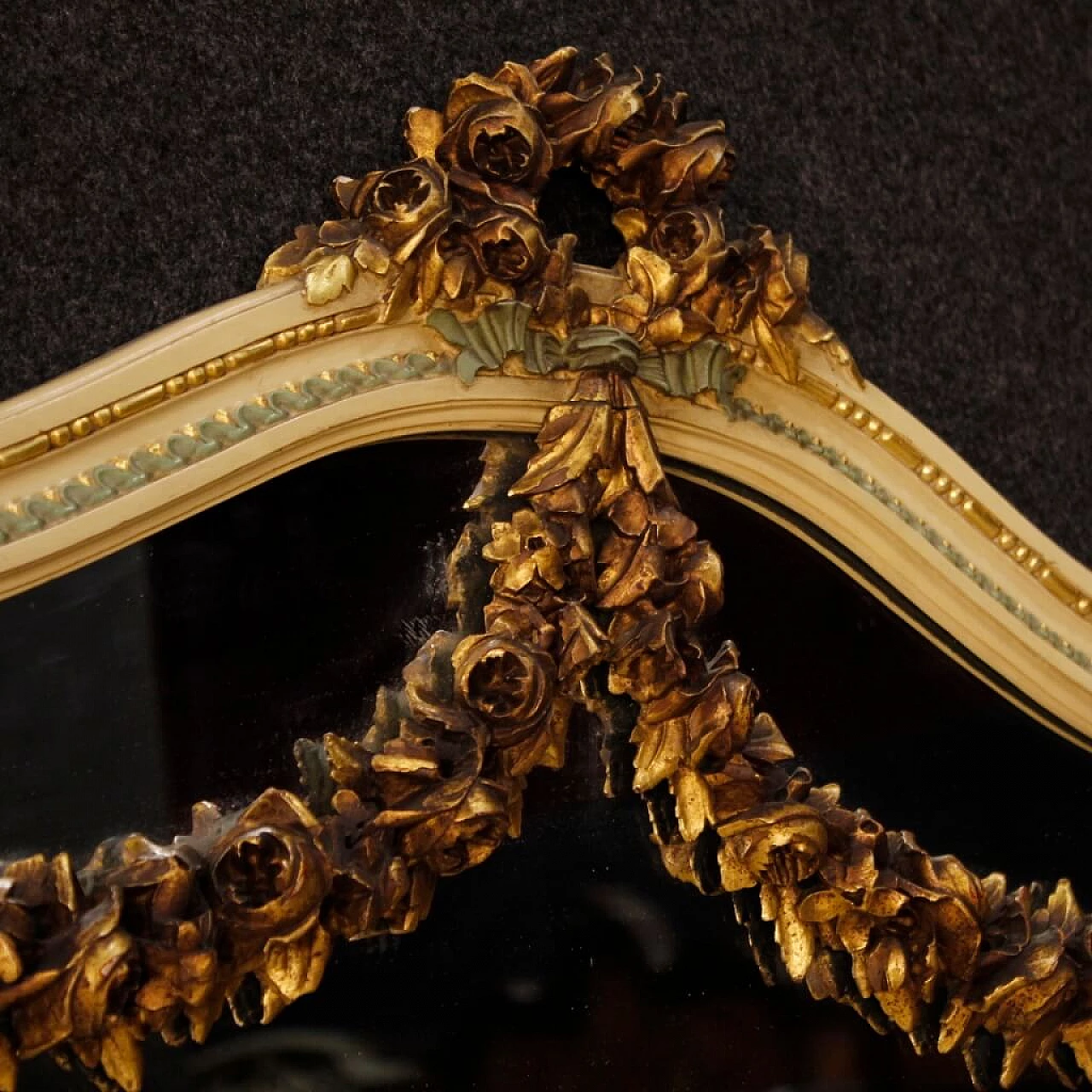 Louis XVI style lacquered and gilded wood dresser with mirror 9