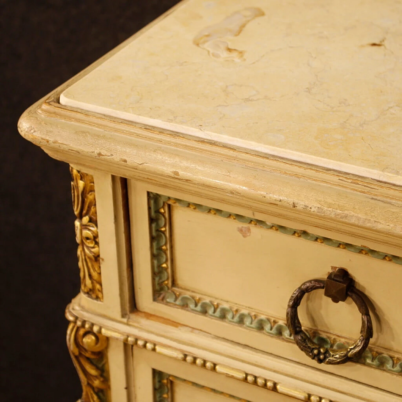 Louis XVI style lacquered and gilded wood dresser with mirror 11