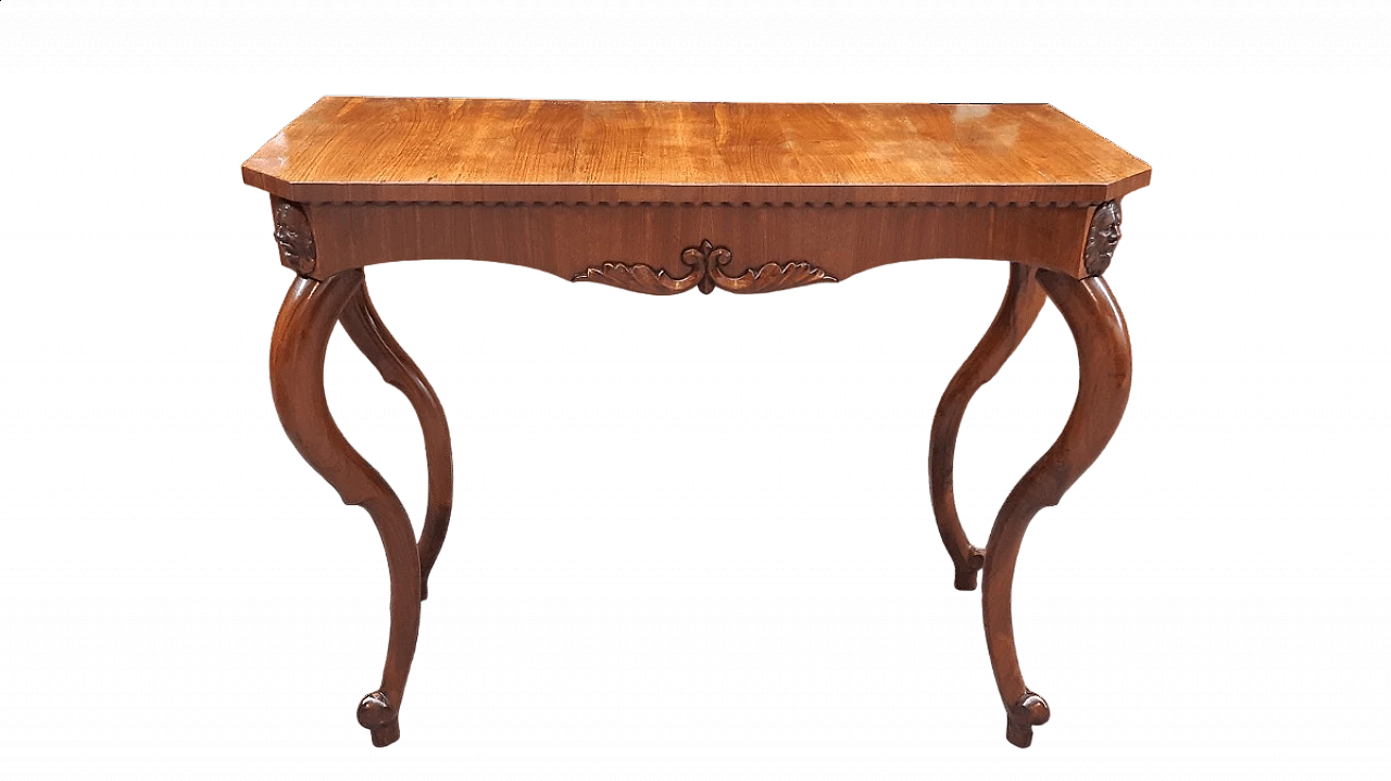 Walnut console with carvings from the Marches, 19th century 8