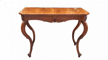 Walnut console with carvings from the Marches, 19th century