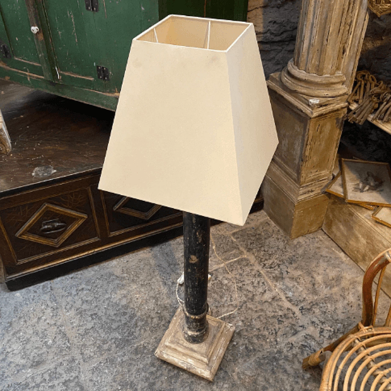 Sicilian wood torch holder turned into a floor lamp, 18th century 13