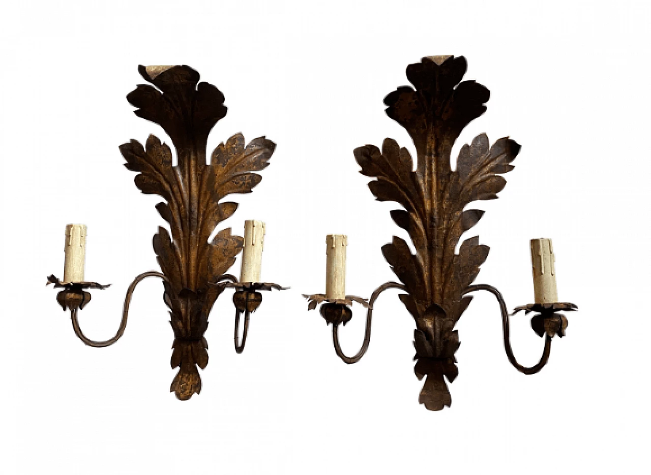 Pair of iron wall lights, late 19th century 1