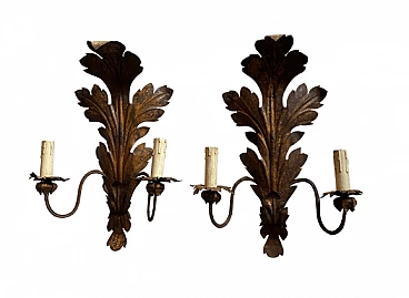 Pair of iron wall lights, late 19th century