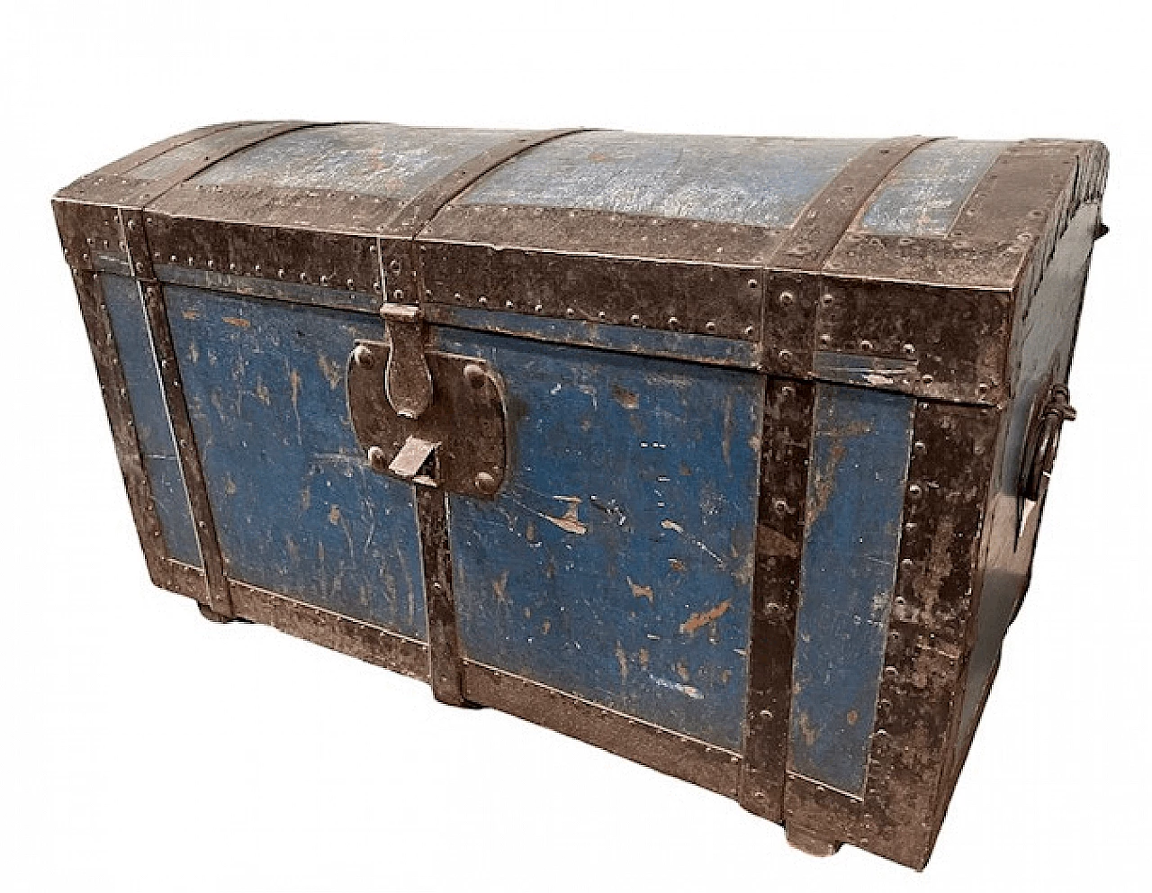 Baule in noce laccato blu, metà '800 1