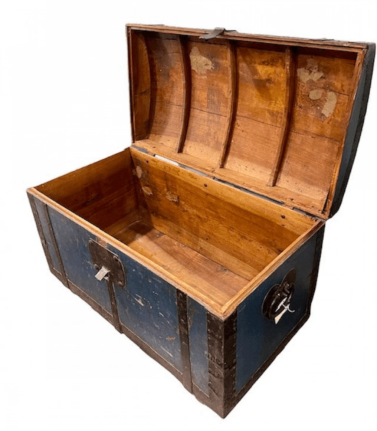 Baule in noce laccato blu, metà '800 4