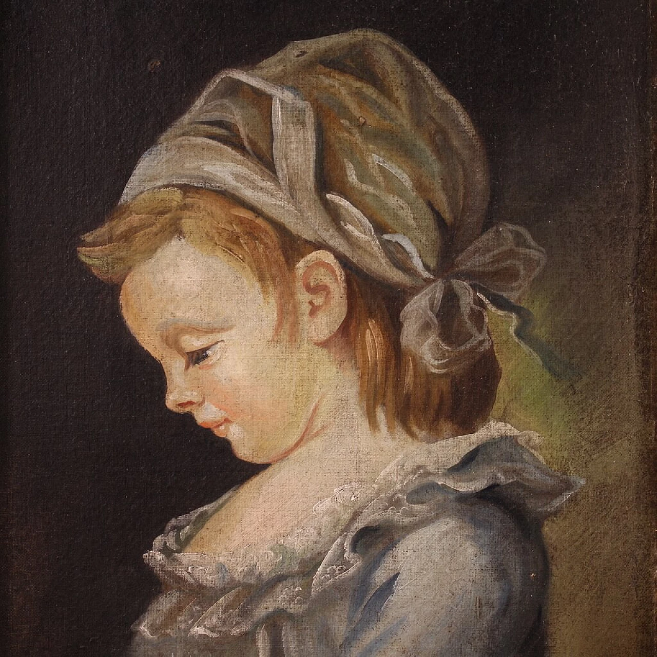 Pair of portraits of little girls, oil on canvas, 1950s 9