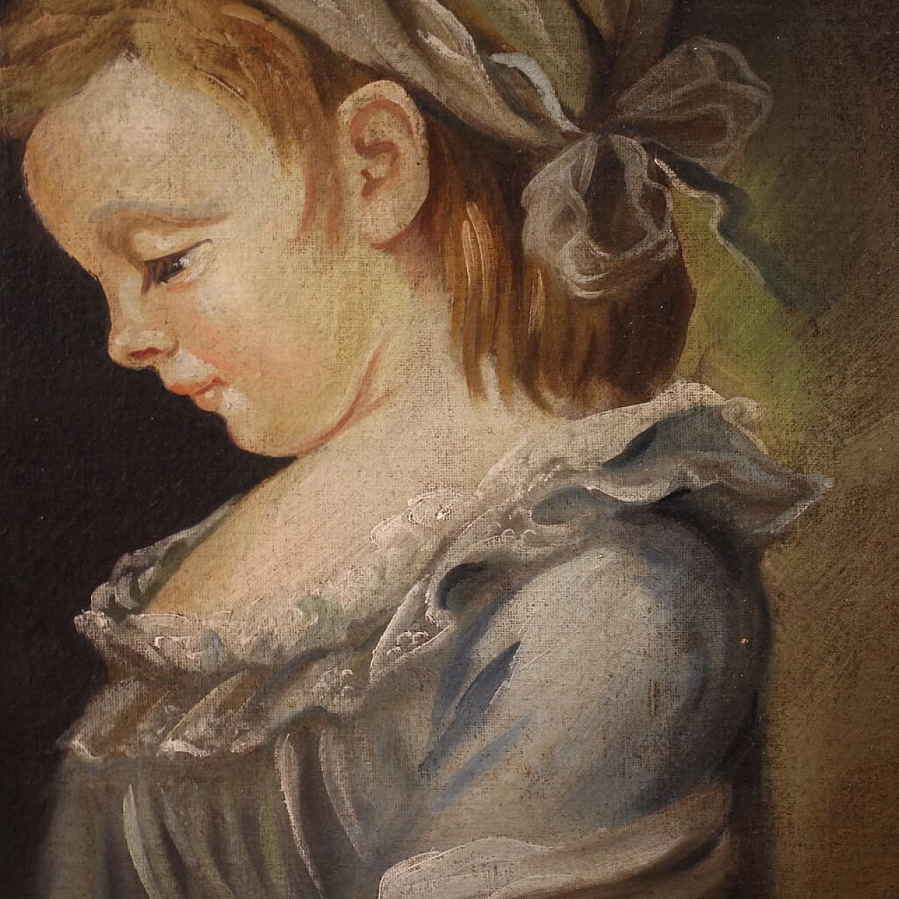 Pair of portraits of little girls, oil on canvas, 1950s 11