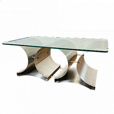 Curved sheet steel coffee table by Francois Monnet for Kappa, 1970s