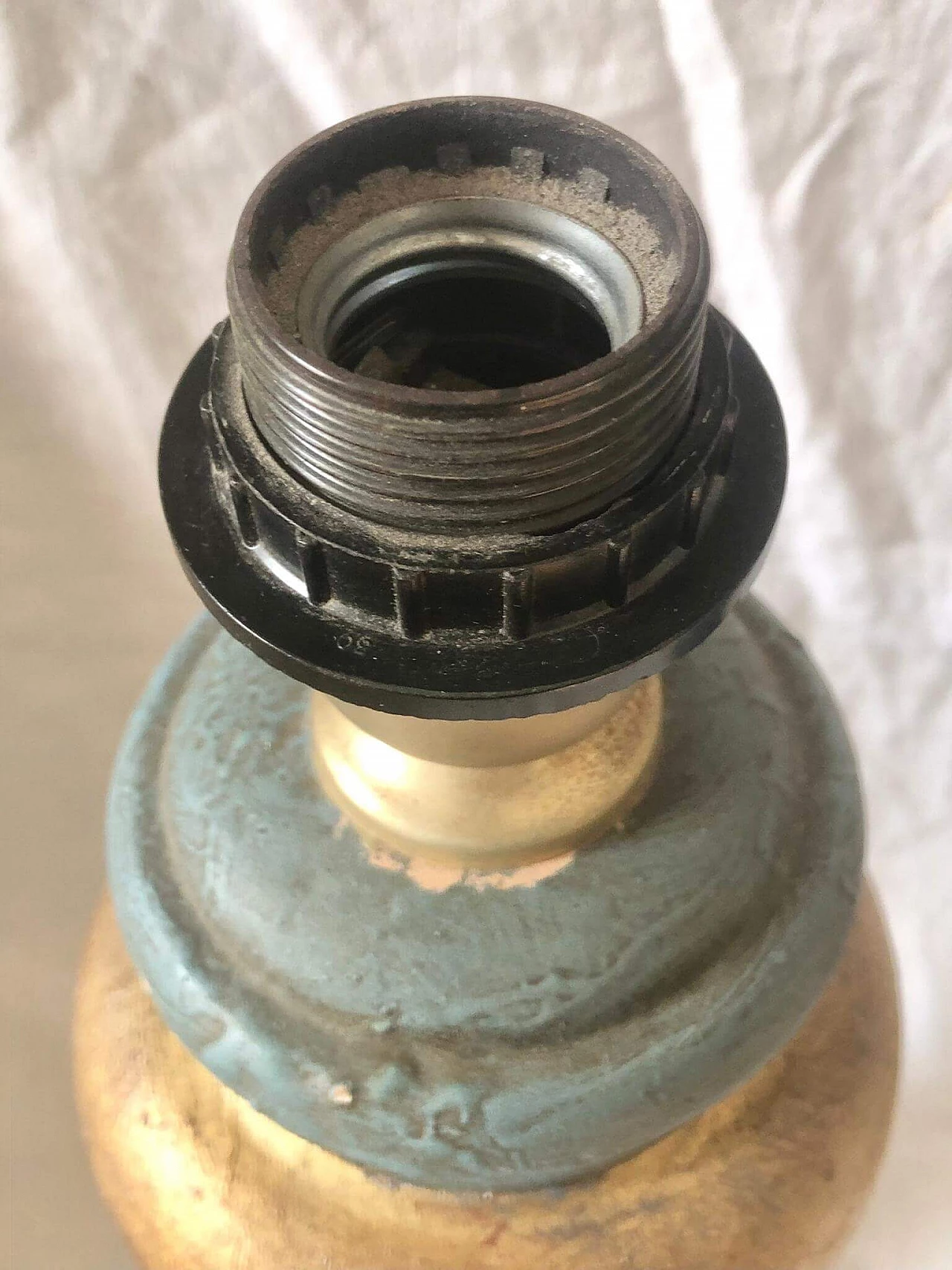 Pair of ceramic and parchment table lamps, 1970s 2