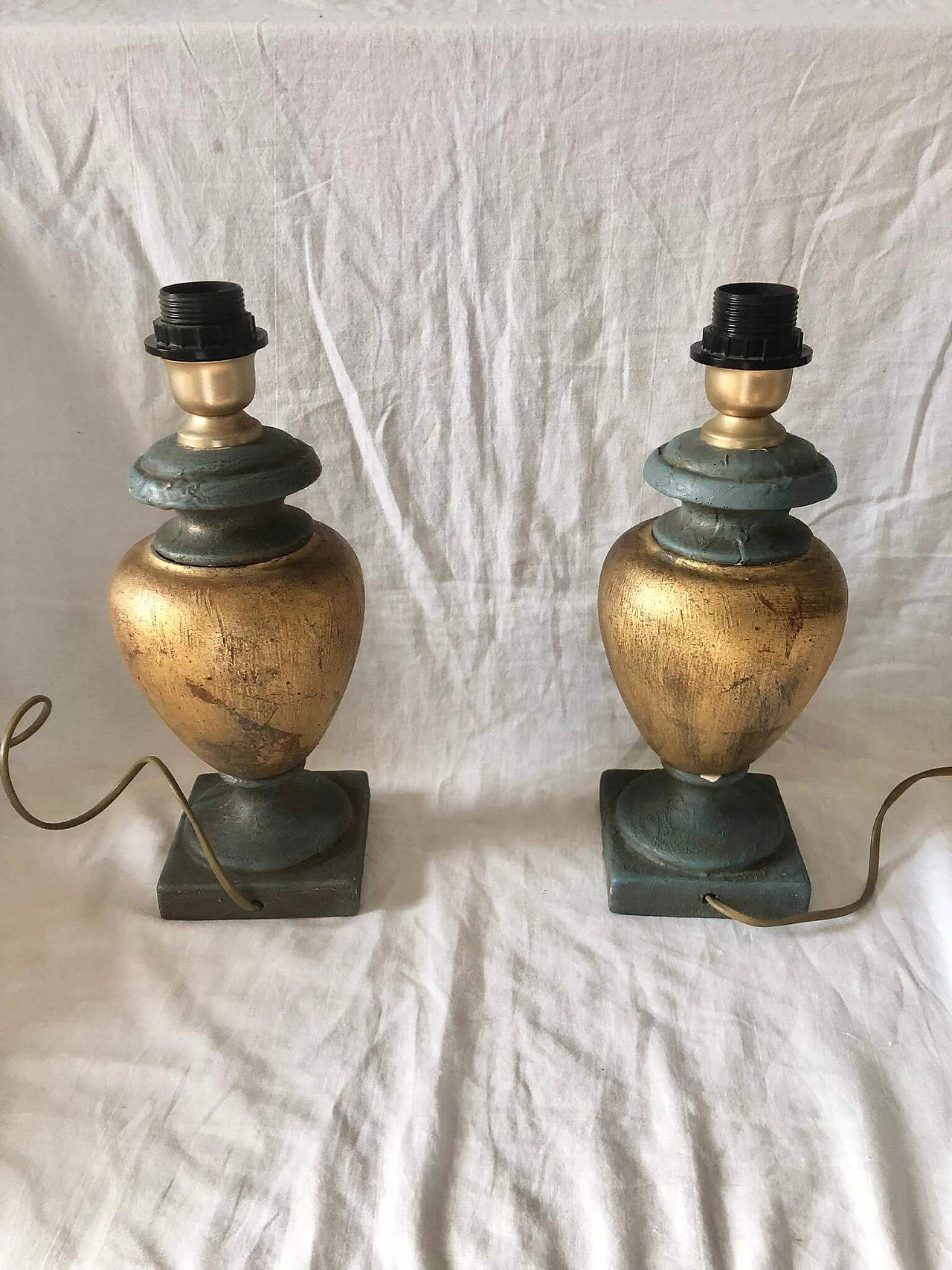 Pair of ceramic and parchment table lamps, 1970s 3
