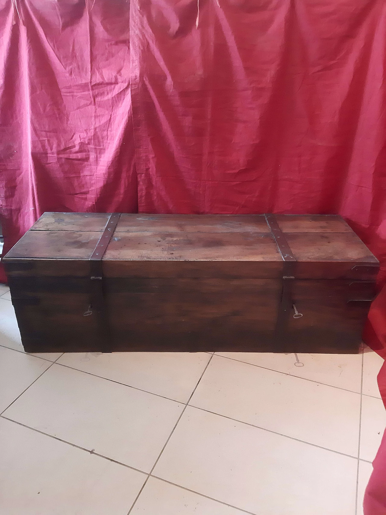 Walnut and metal trunk, early 19th century 13