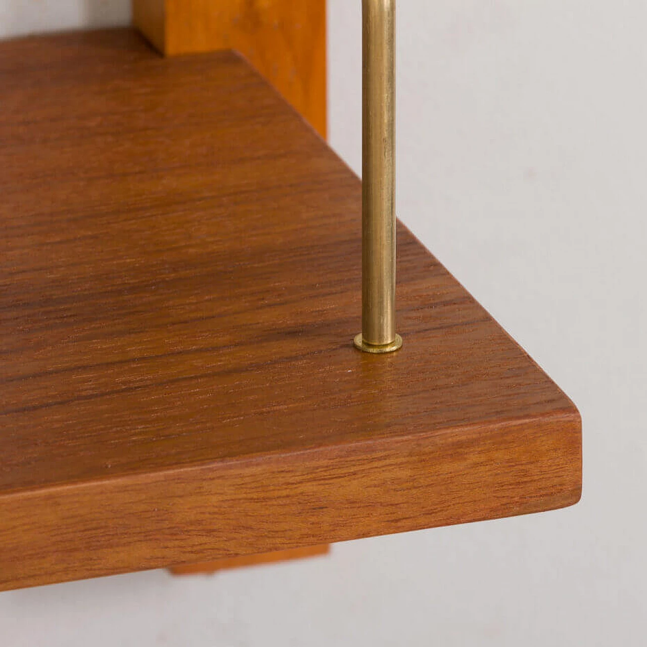 Danish modular teak wall bookcase with three shelves in the Cadovius style, 1960s 7