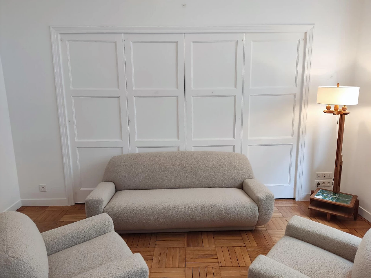 Gray fabric sofa, 1970s 3