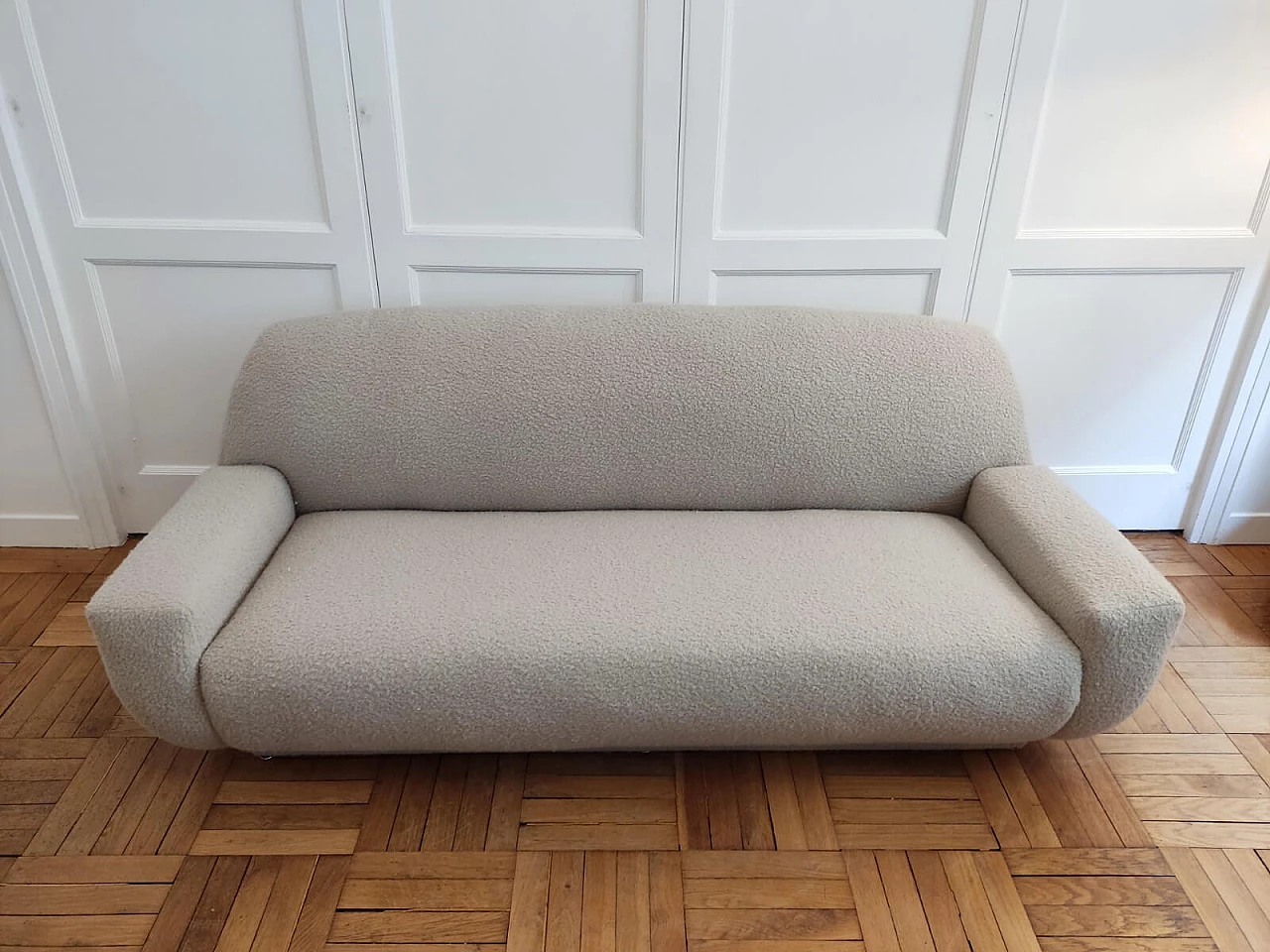 Gray fabric sofa, 1970s 4