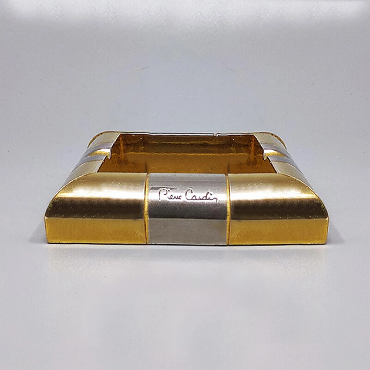 Brass and metal table lighter and ashtray by Pierre Cardin, 1970s 6