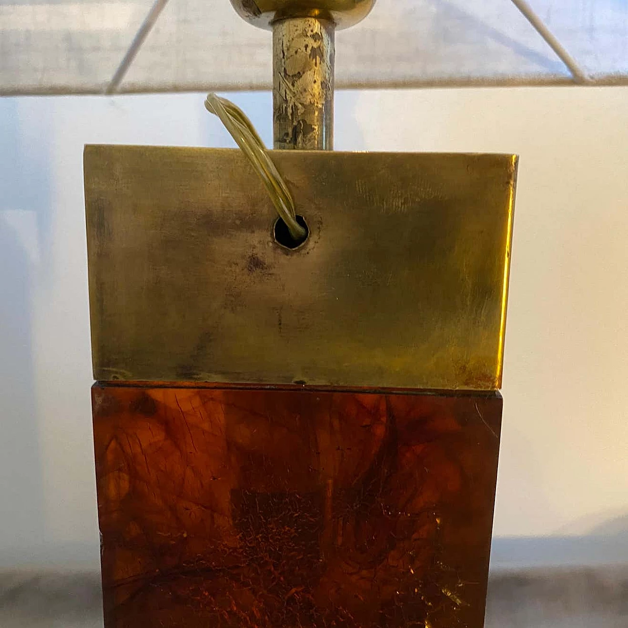 Brass and lucite table lamp in the style of Gabriella Crespi, 1980s 4