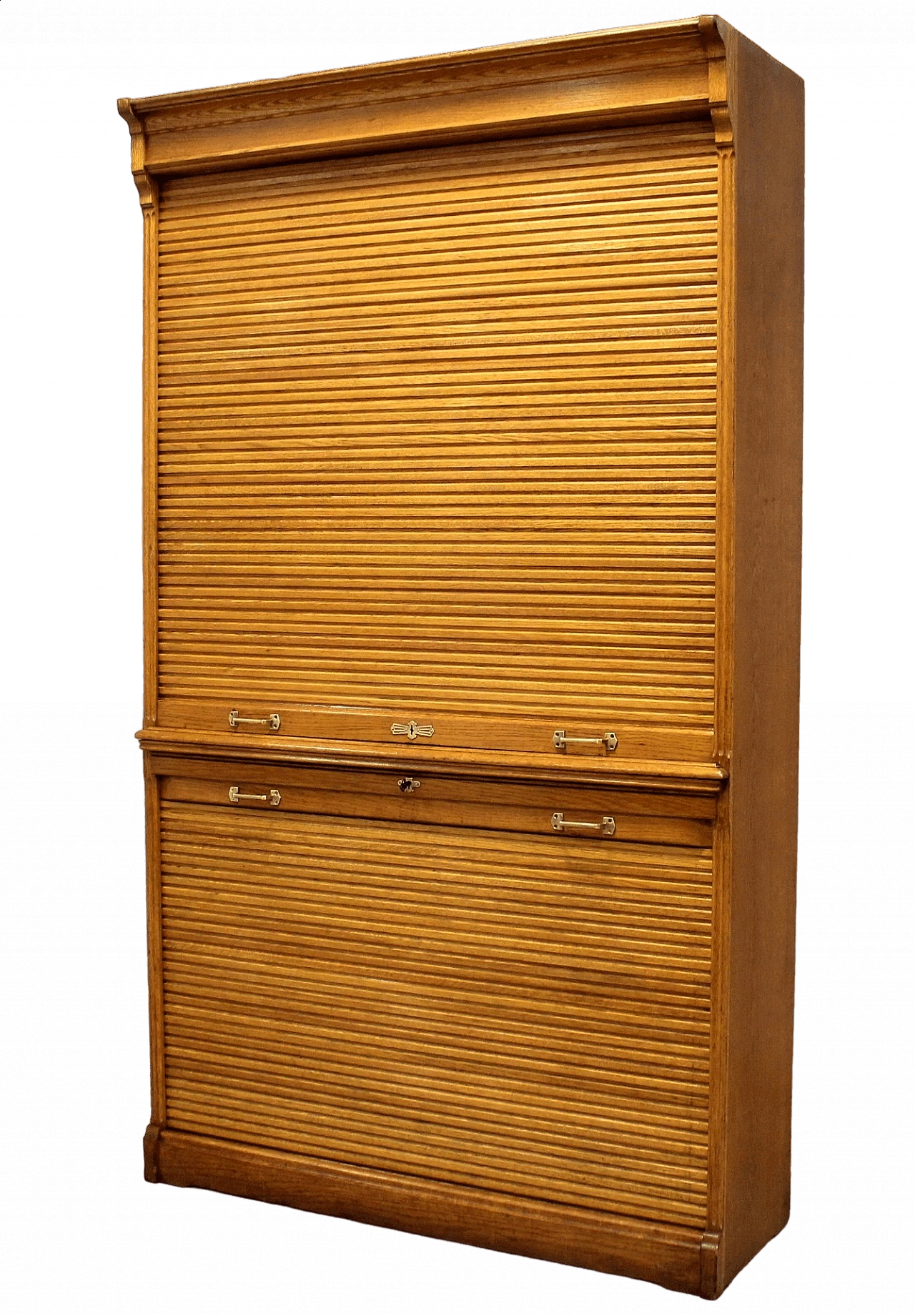 Solid oak double shutter filing cabinet, early 20th century 12