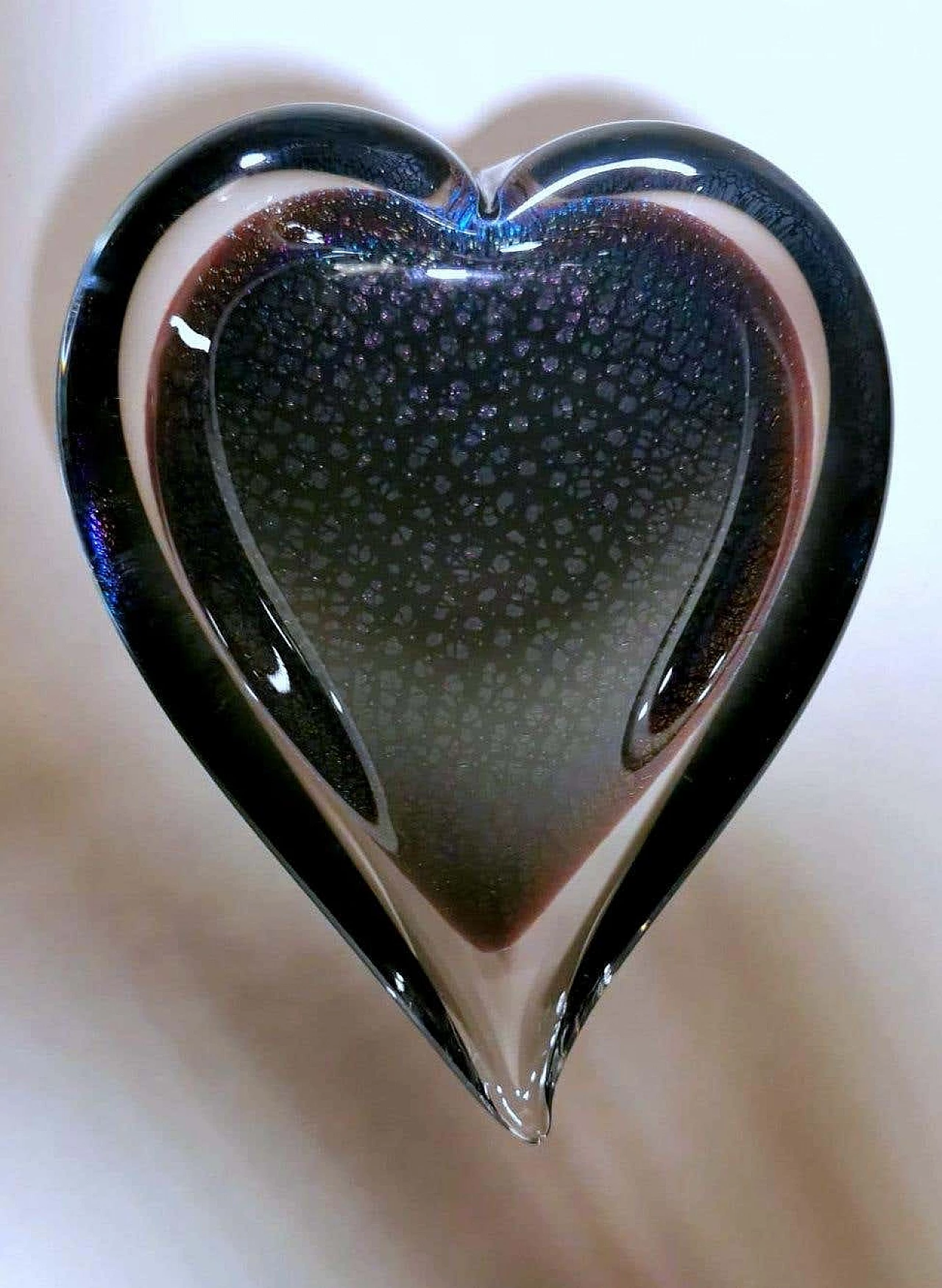 Heart-shaped submerged glass ashtray by FM Konstglas, 1960s 1