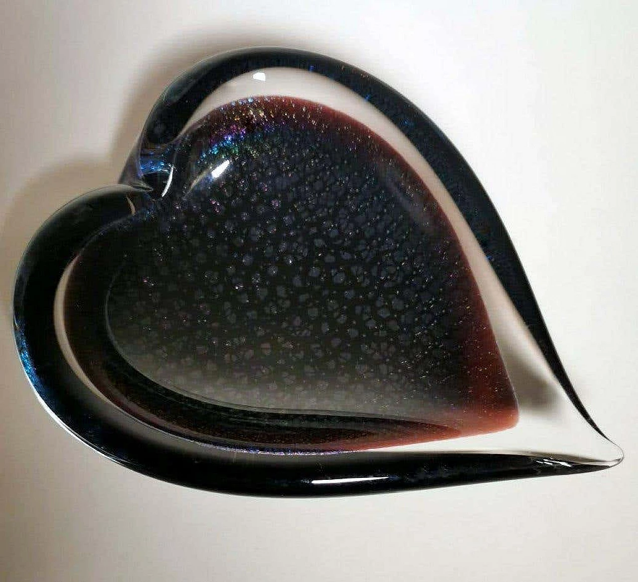 Heart-shaped submerged glass ashtray by FM Konstglas, 1960s 2