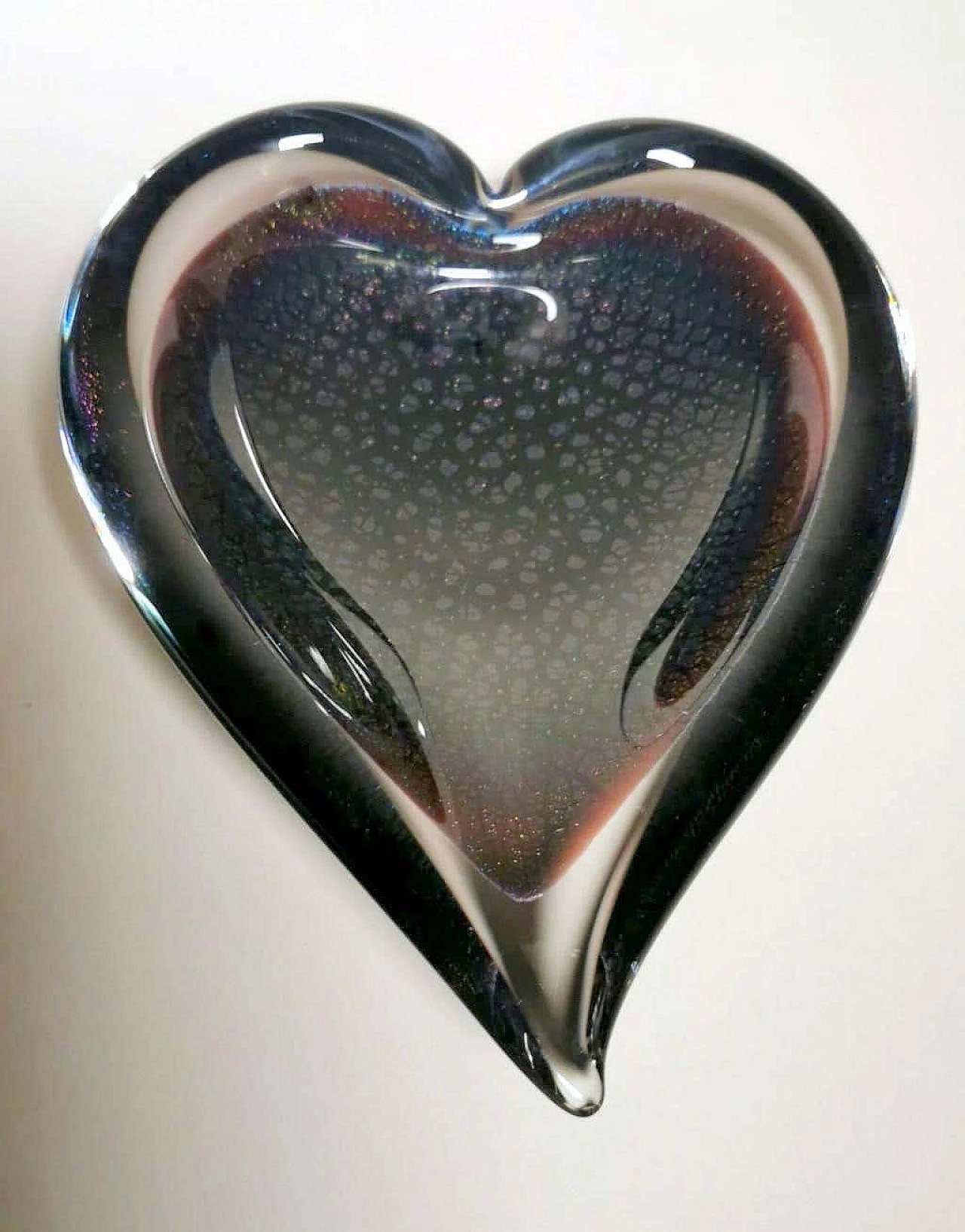 Heart-shaped submerged glass ashtray by FM Konstglas, 1960s 3