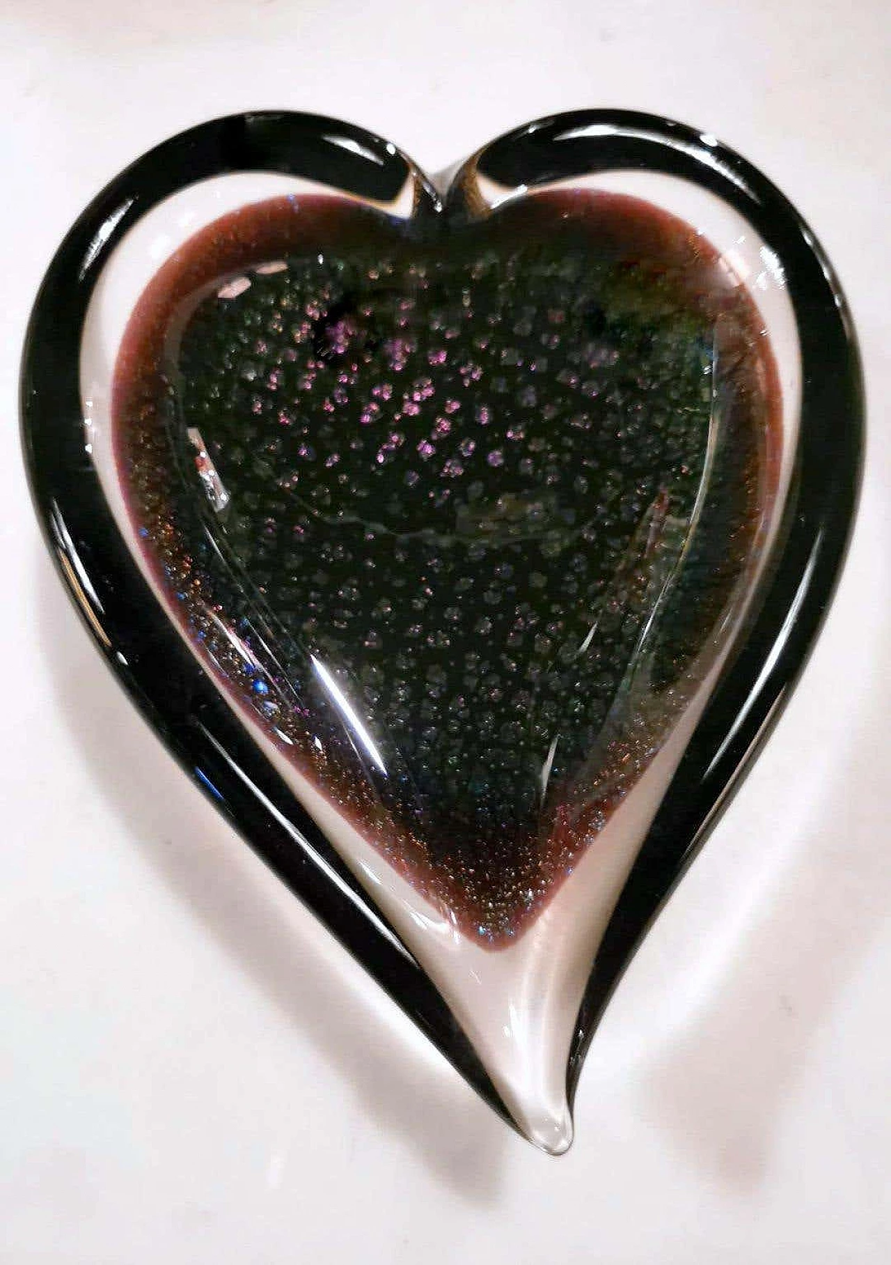 Heart-shaped submerged glass ashtray by FM Konstglas, 1960s 4