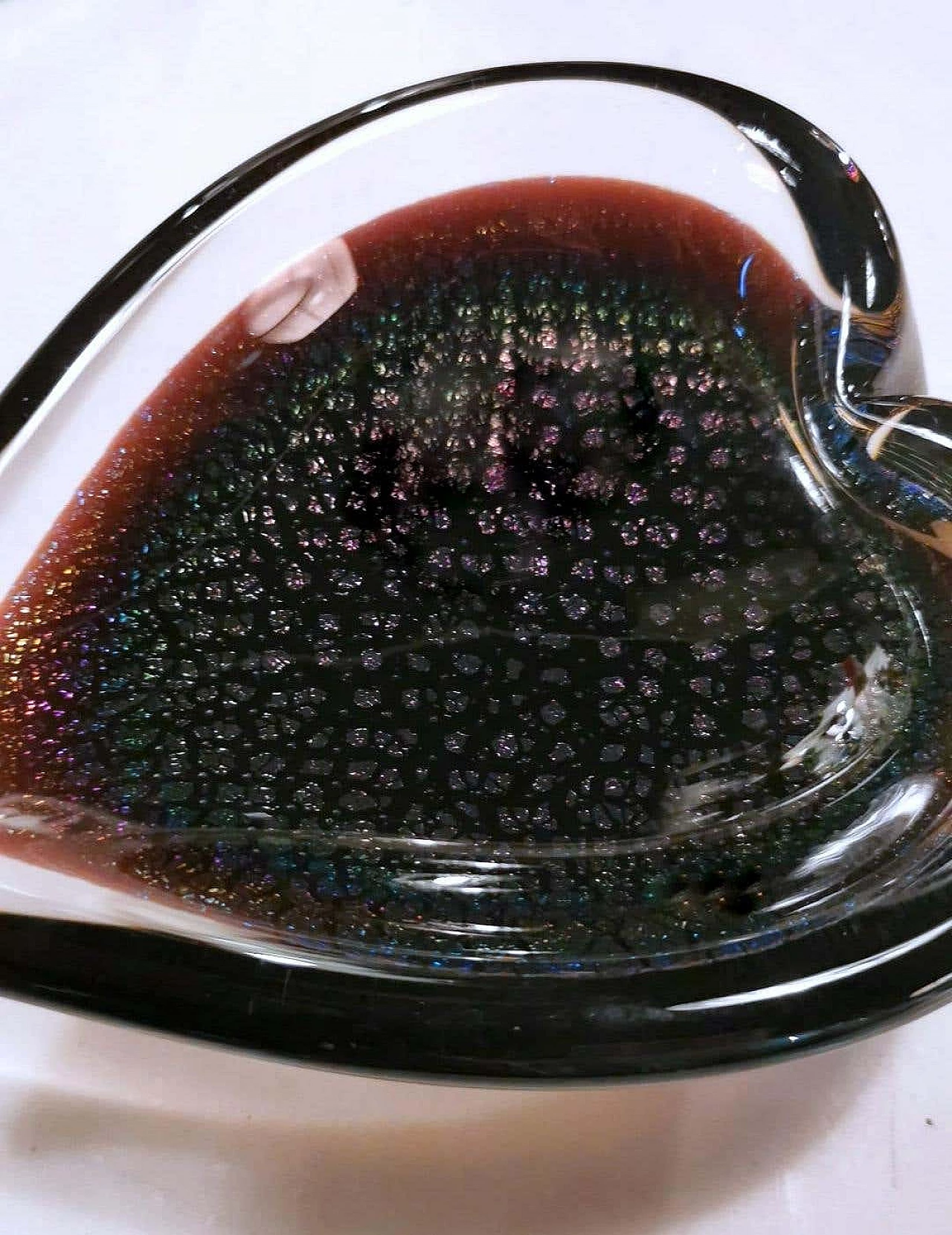 Heart-shaped submerged glass ashtray by FM Konstglas, 1960s 5