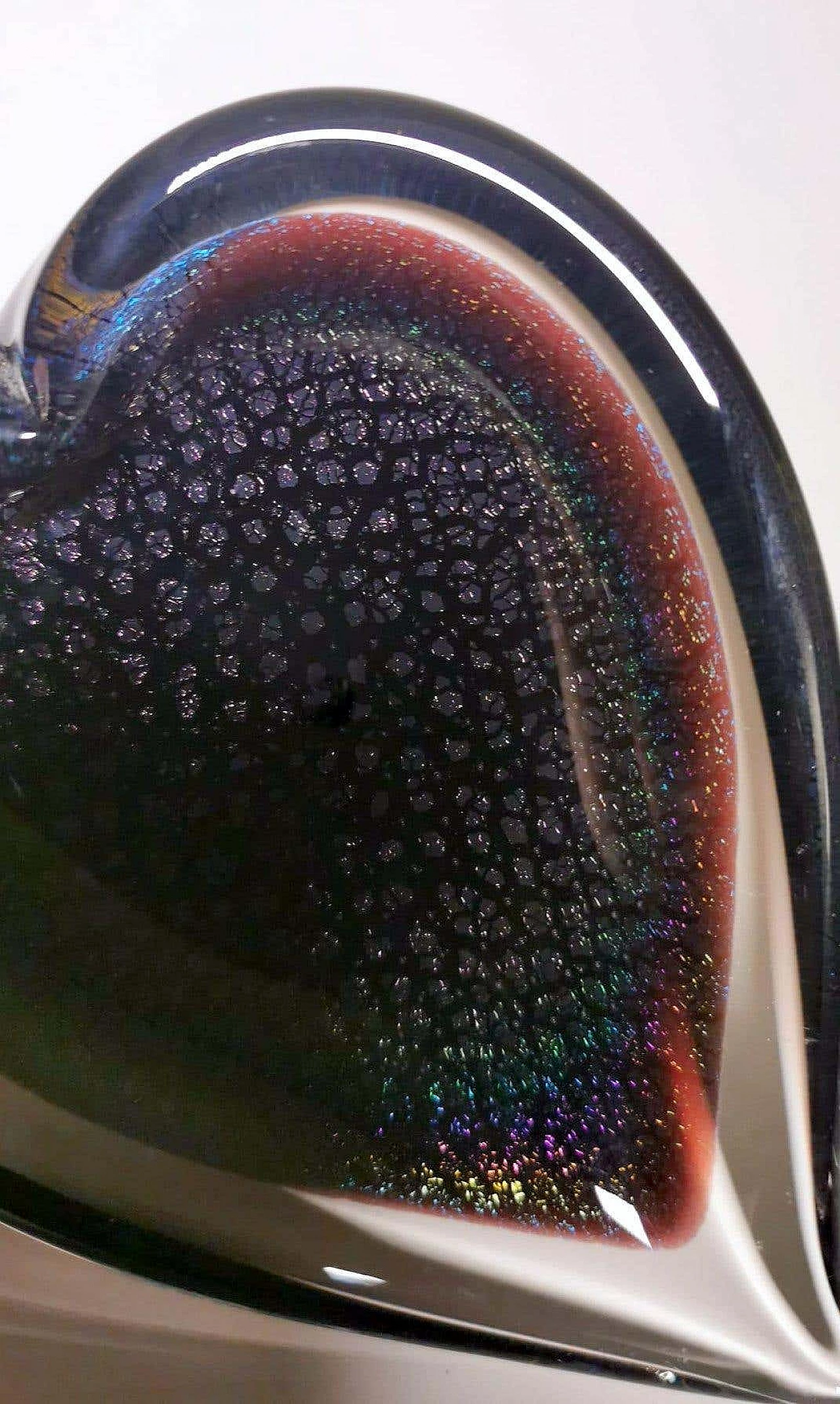 Heart-shaped submerged glass ashtray by FM Konstglas, 1960s 6