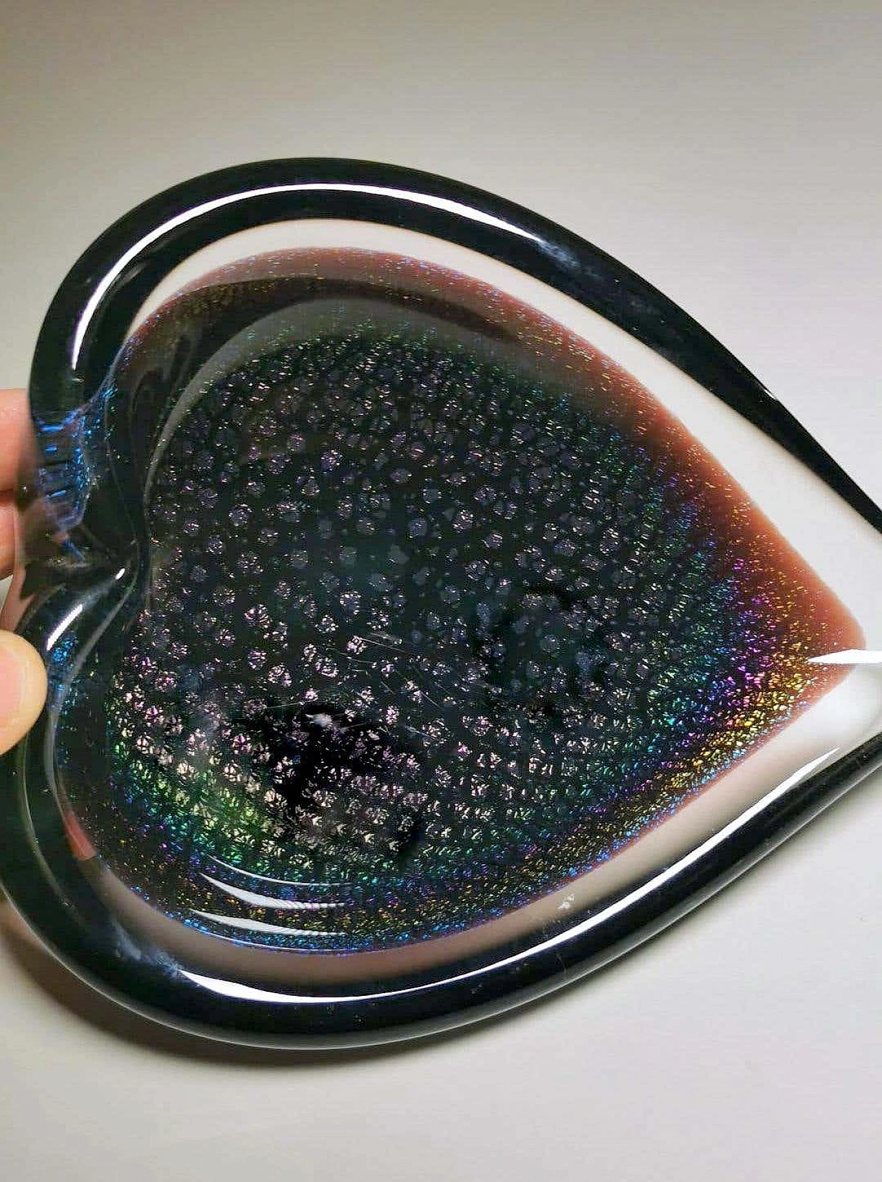 Heart-shaped submerged glass ashtray by FM Konstglas, 1960s 7