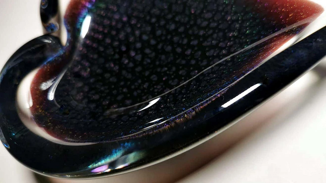 Heart-shaped submerged glass ashtray by FM Konstglas, 1960s 8