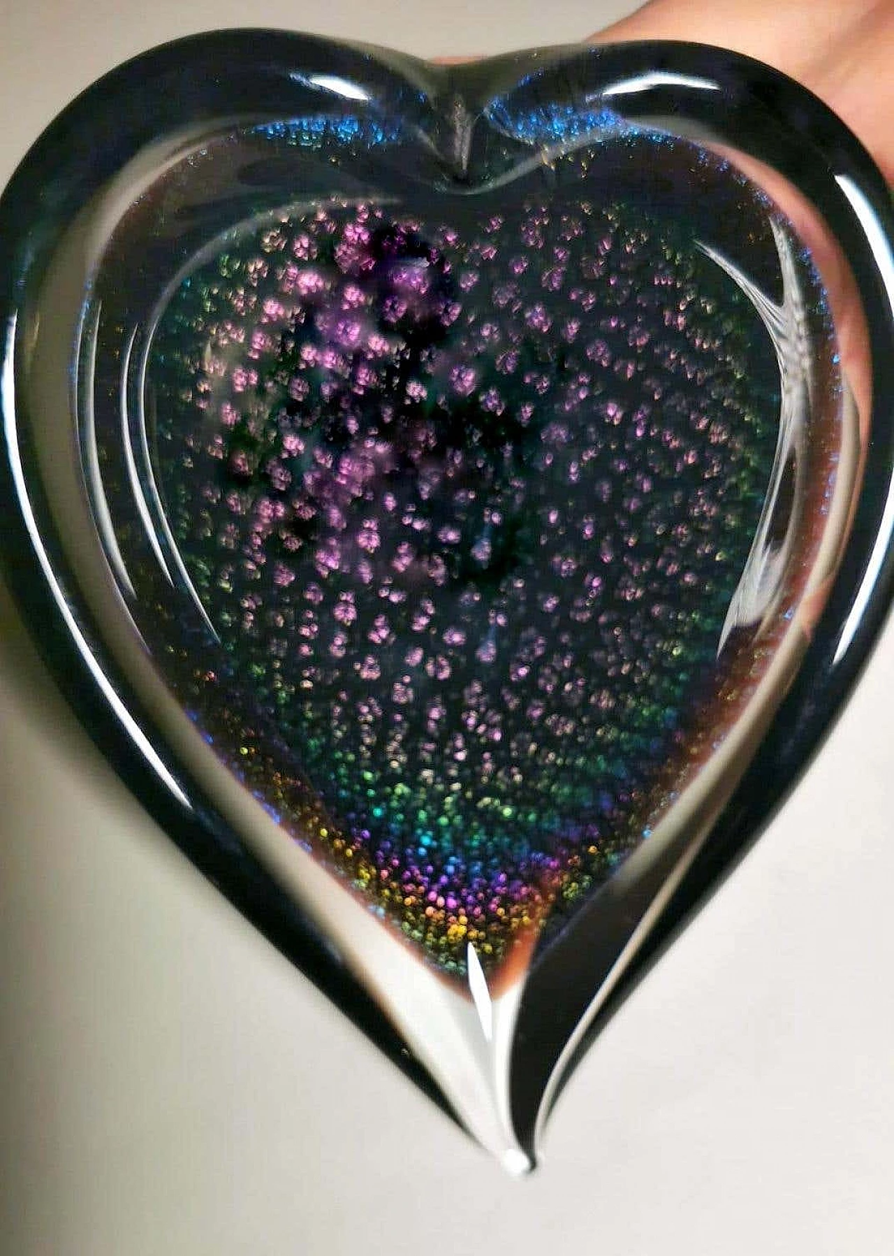 Heart-shaped submerged glass ashtray by FM Konstglas, 1960s 9