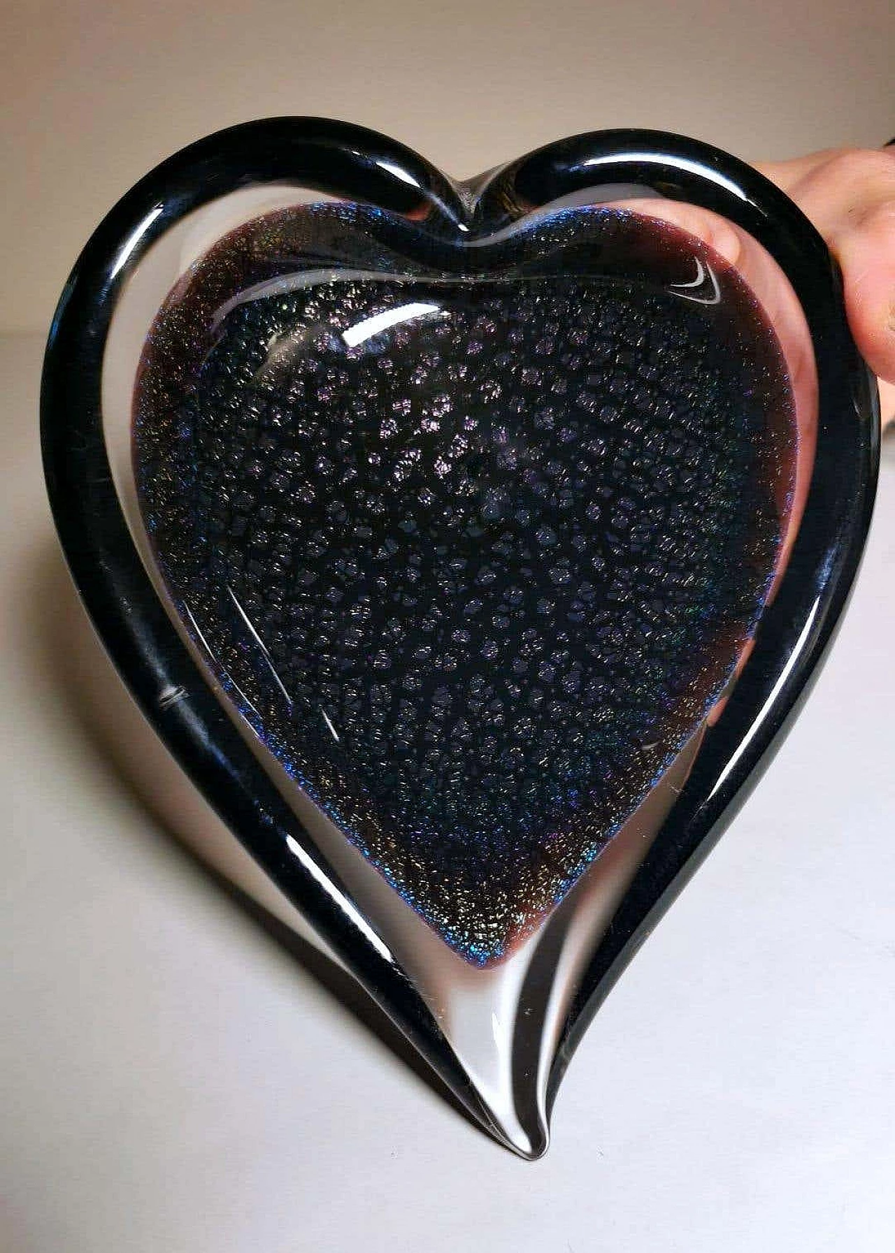 Heart-shaped submerged glass ashtray by FM Konstglas, 1960s 12
