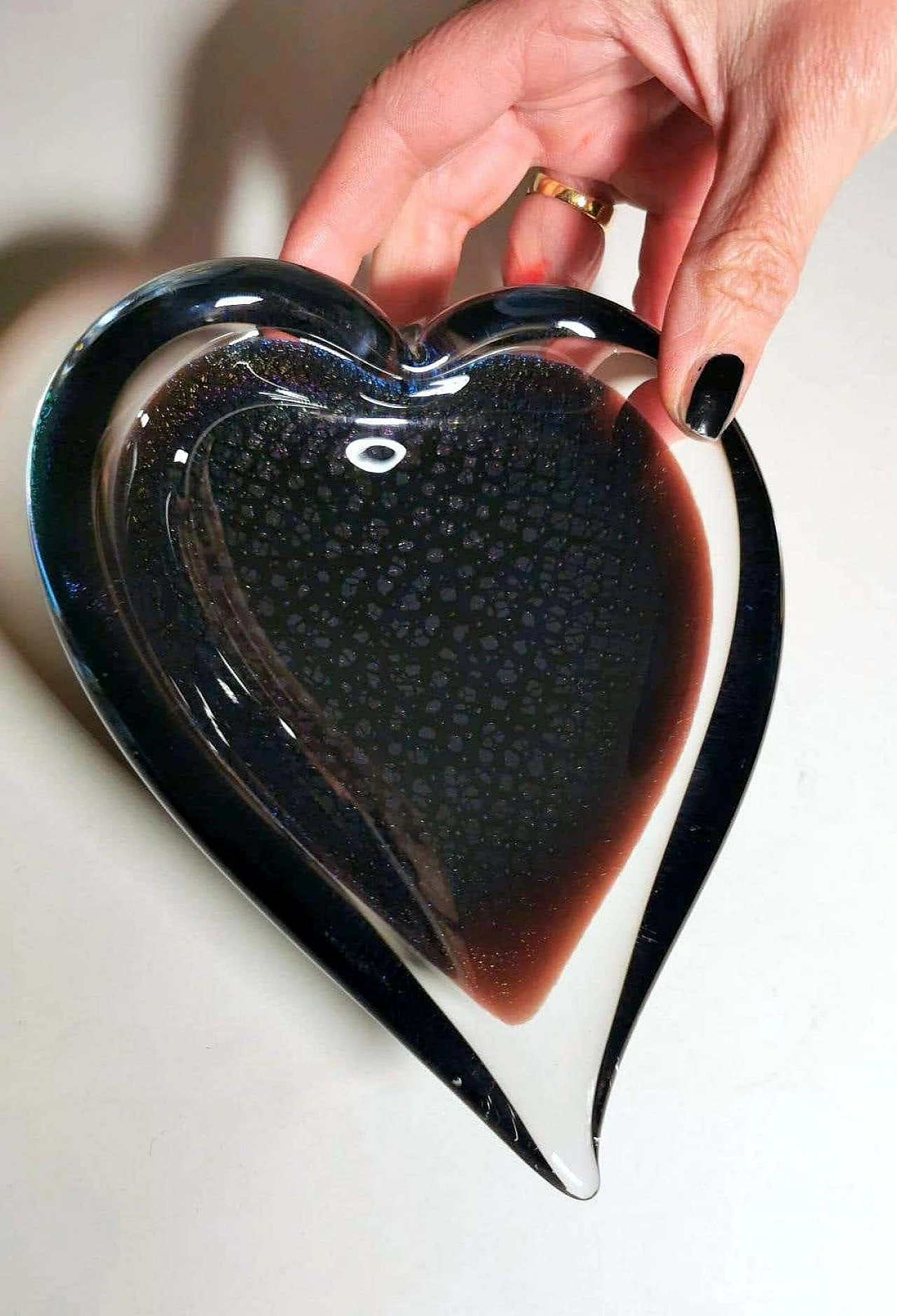 Heart-shaped submerged glass ashtray by FM Konstglas, 1960s 13