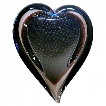 Heart-shaped submerged glass ashtray by FM Konstglas, 1960s