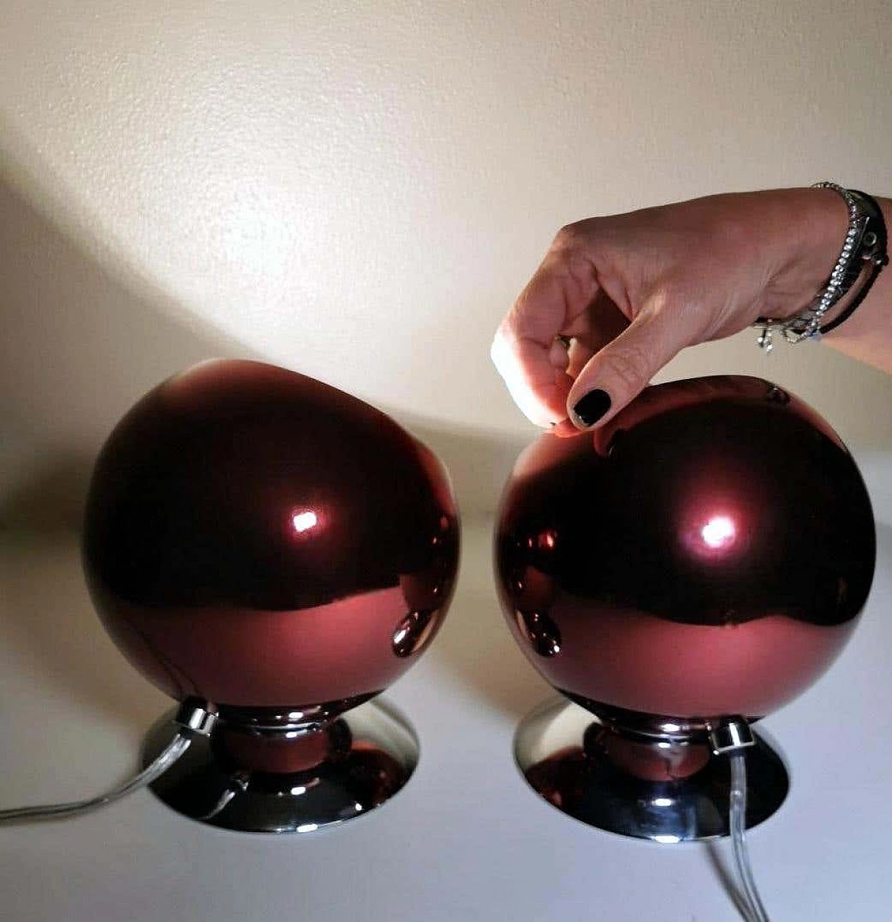 Pair of Space Age table lamps attributed to Gepo, 1970s 16