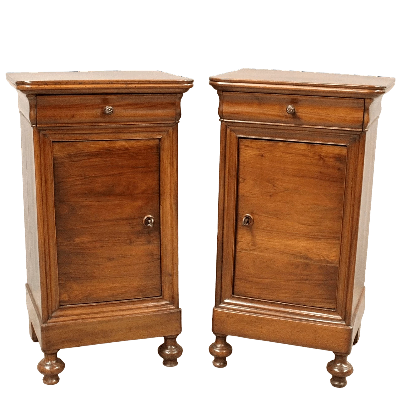 Pair of Louis Philippe solid walnut bedside tables, mid-19th century 8