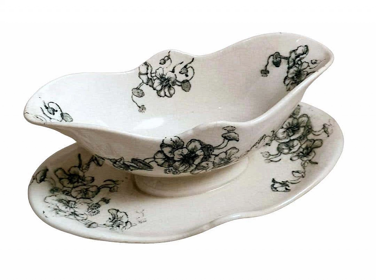 Capucine majolica gravy boat by Bertrand Leon Bordeaux, 1950s 1