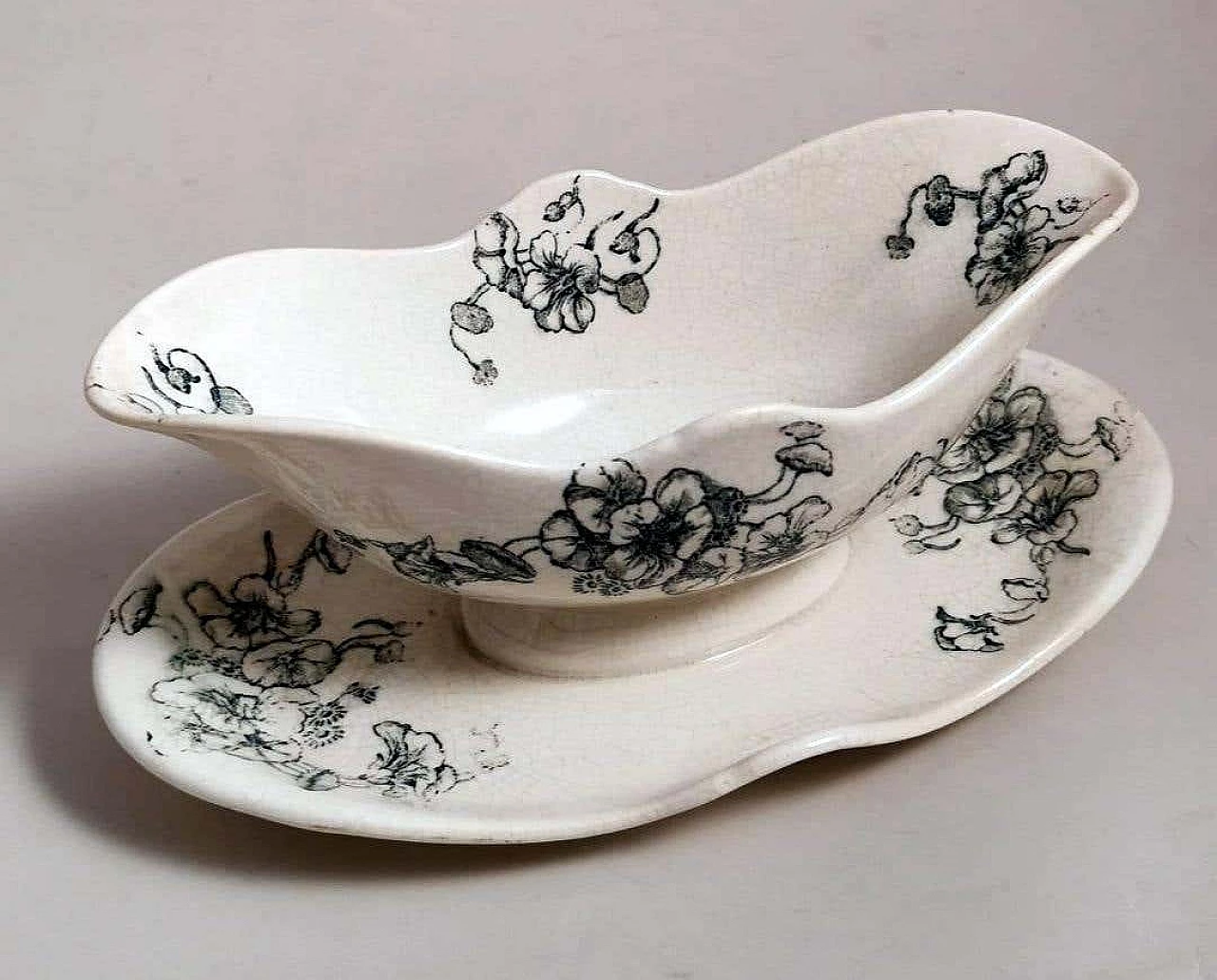 Capucine majolica gravy boat by Bertrand Leon Bordeaux, 1950s 4
