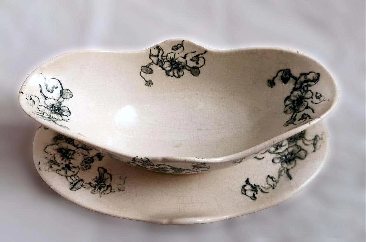 Capucine majolica gravy boat by Bertrand Leon Bordeaux, 1950s 6