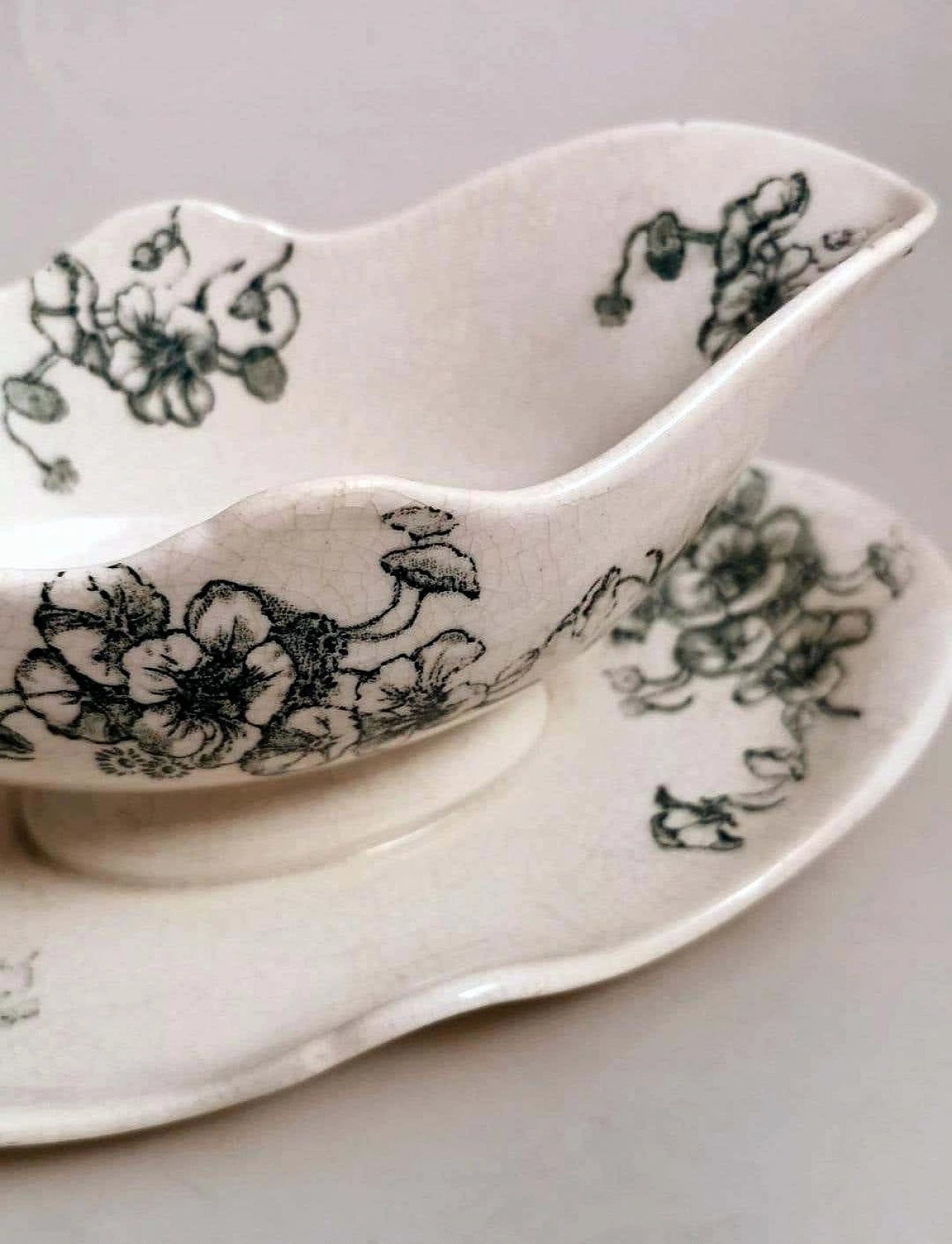 Capucine majolica gravy boat by Bertrand Leon Bordeaux, 1950s 8