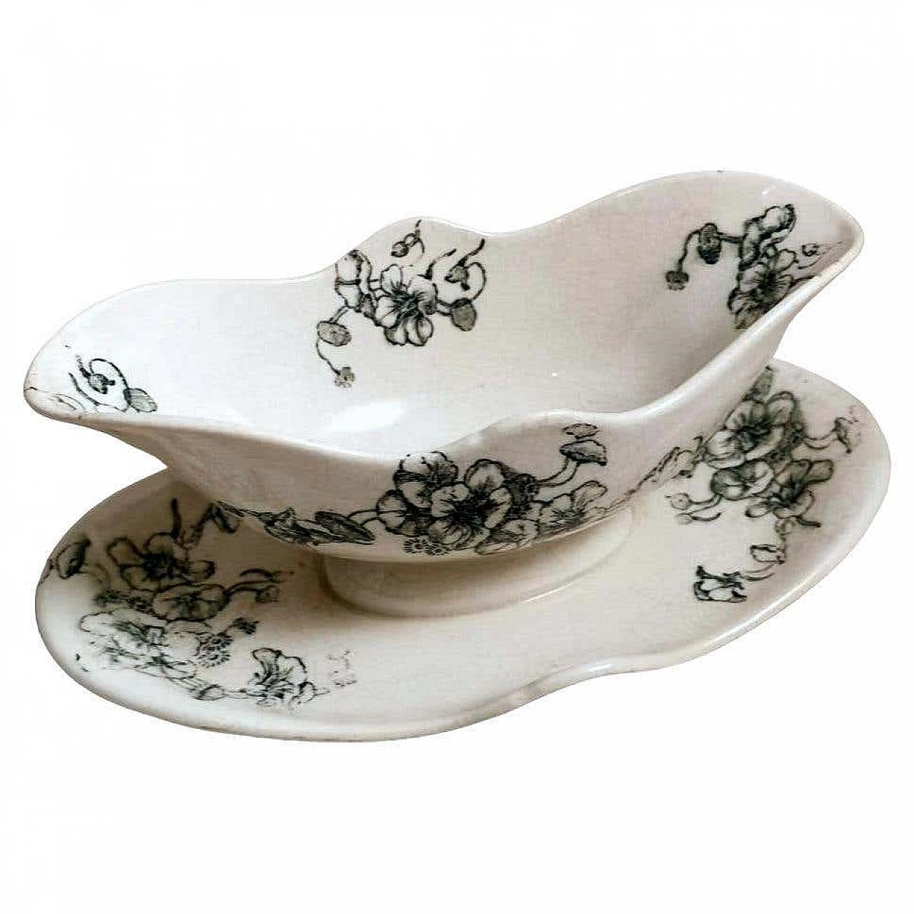 Capucine majolica gravy boat by Bertrand Leon Bordeaux, 1950s 16