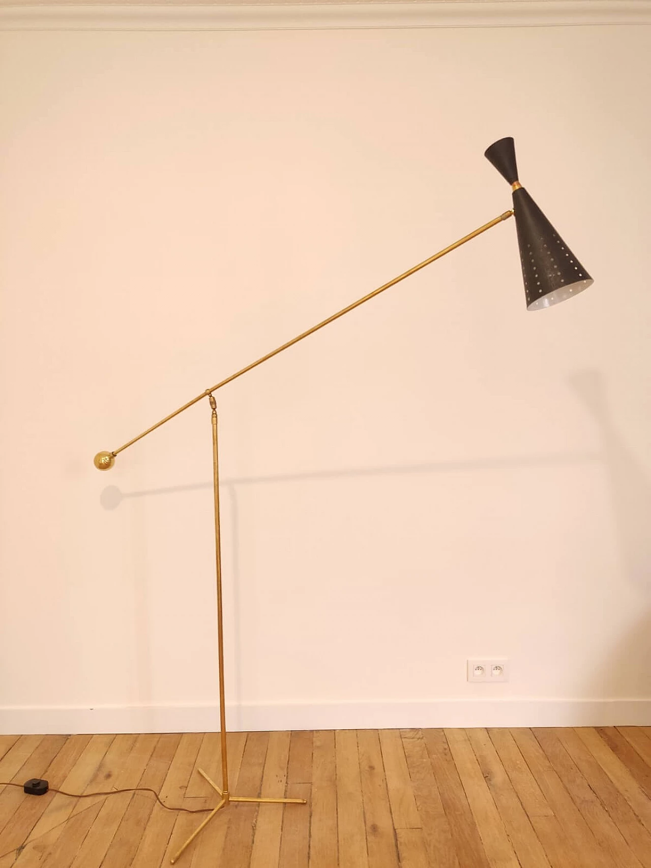 Diabolo floor lamp in brass and metal, 1950s 1