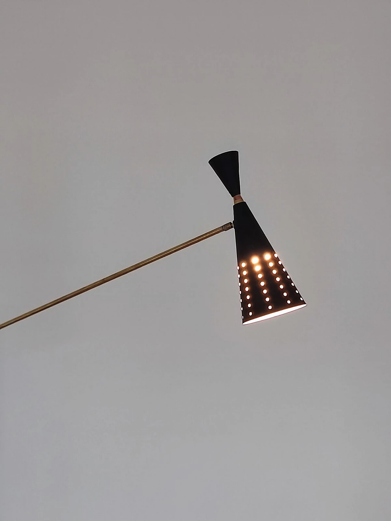 Diabolo floor lamp in brass and metal, 1950s 8