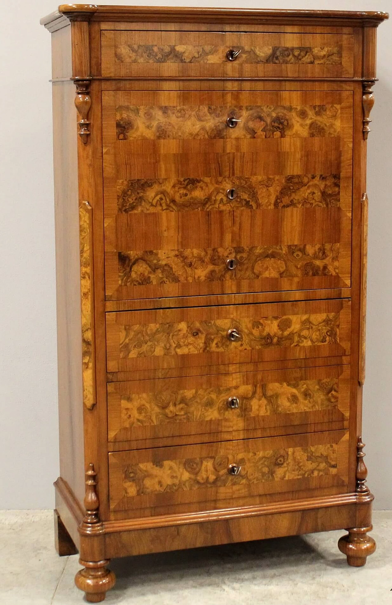 Louis Philippe secretaire in walnut, mid-19th century 4